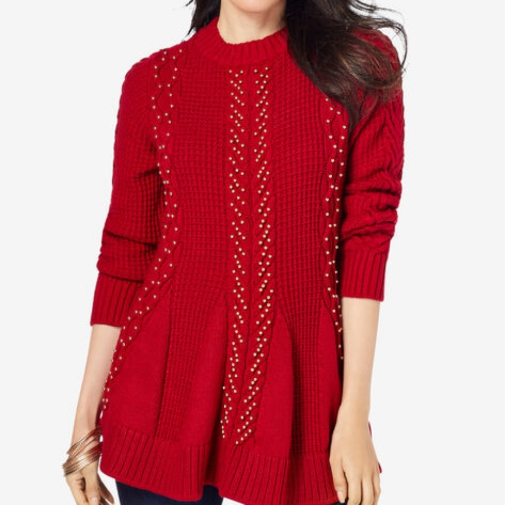 Roaman's fit and flare red sweater plus size